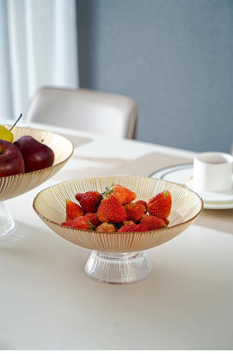 融玥创意简约果盘设计师样板房水果盘家用实用擦金果盘擦金果碟