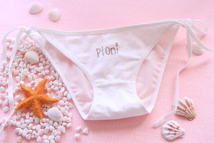 日系软妹风黑白网纱胖次蓝白条纹内裤女甜美系带字母内裤少女均码2条