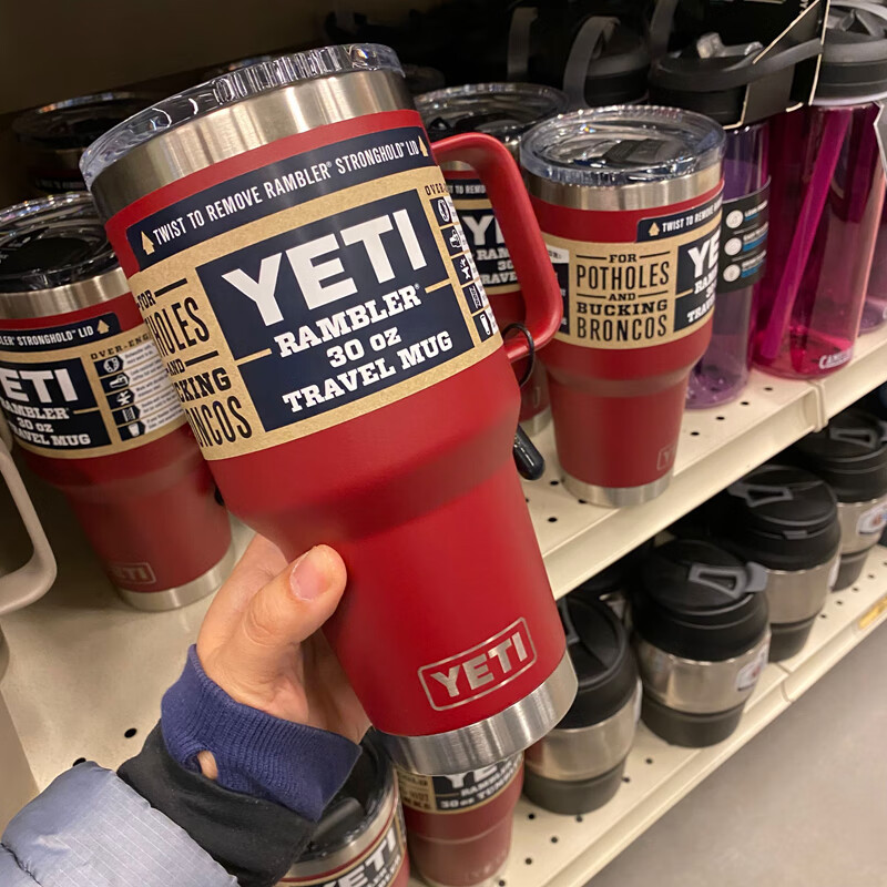 yeti保温杯现货加拿大yeti 双层不锈钢咖啡杯车载杯保温保冷带手柄 深