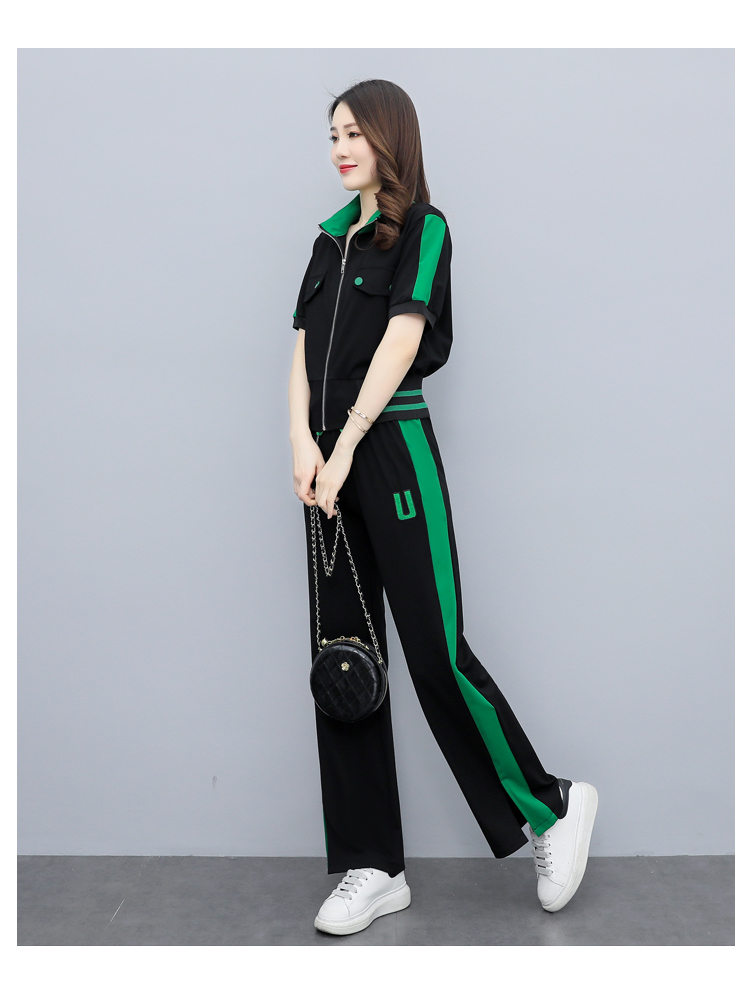 柏潮休闲裤女2022新款时尚阔腿裤套装女潮春夏洋气显瘦网红休闲九分裤