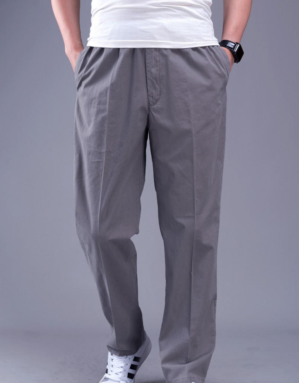 散步裤中老年男宽松男子休闲裤夏季松紧腰开车穿的裤肥佬超大码薄老人