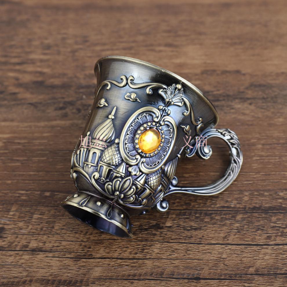 青白酒杯一口杯高脚杯红酒杯浮雕刻花烈酒杯小酒盅50ml玫瑰花纹50毫升