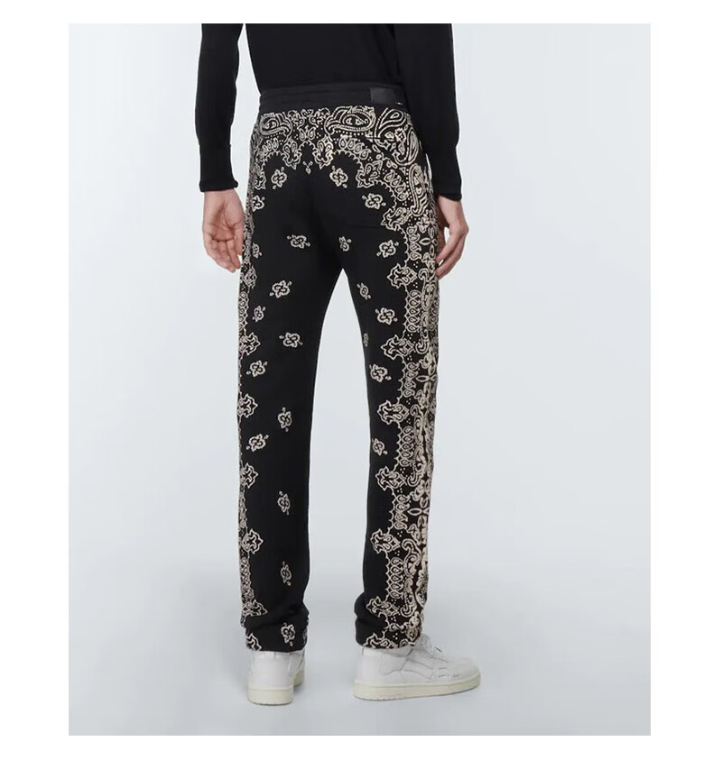 amiri 棉质针织班丹纳花绸运动裤p00691936 黑色 xs【图片 价格 品牌