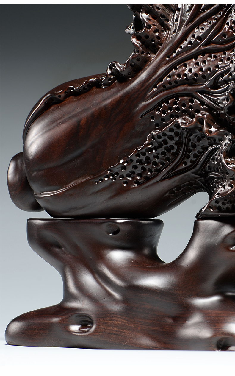 善逸 百财归来 黑檀木雕刻白菜摆件家居客厅公司办公装饰工艺品店铺