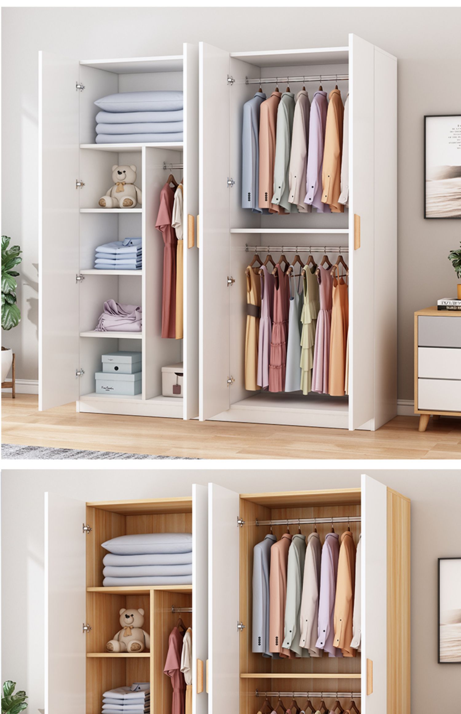 衣柜现代简约出租房用经济型简易衣橱小户型家用卧室收纳挂衣柜子 2门