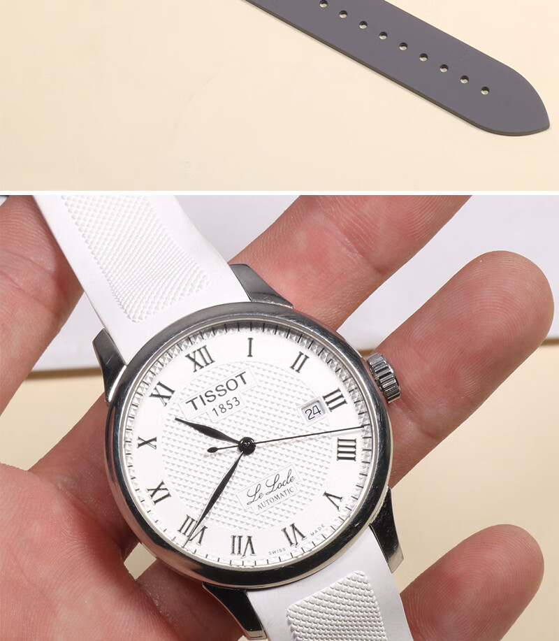 适用天梭力洛克硅胶表带男t41t006系列防水运动橡胶手表链绿色玫瑰