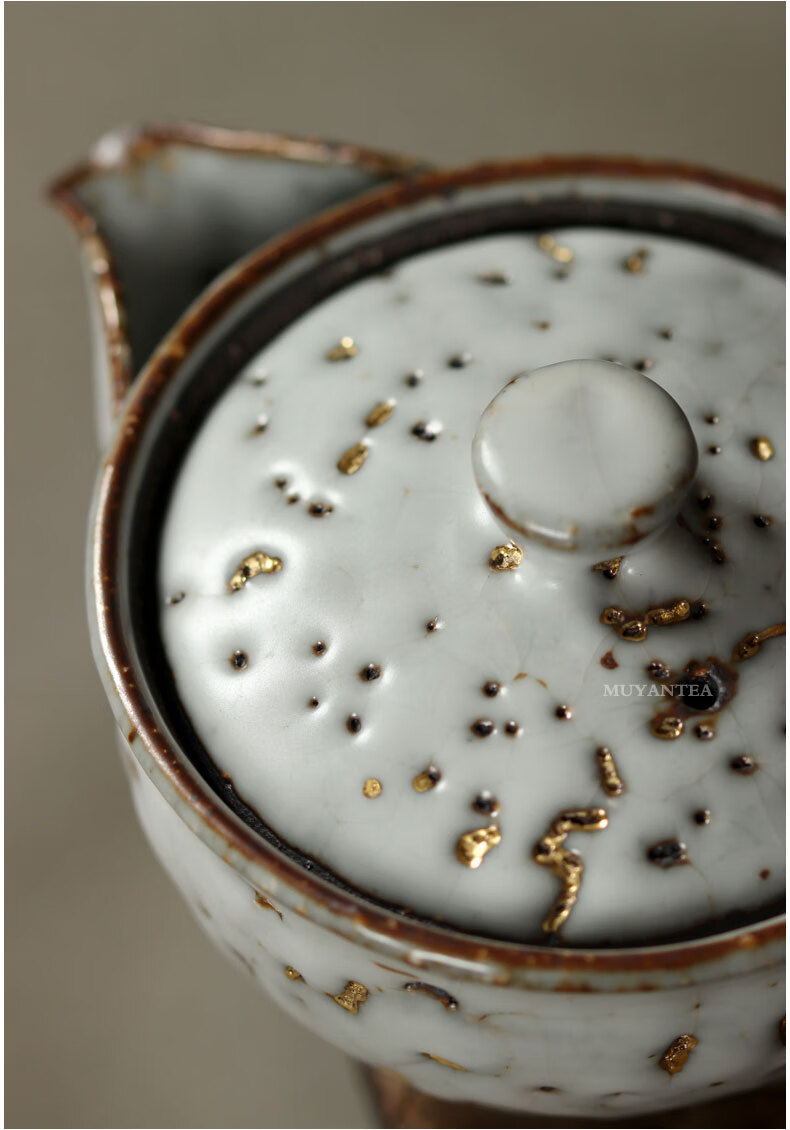 日本回流备前烧慕砚日本虫蛀志野宝瓶壶全手工备前烧盖碗功夫茶具创意