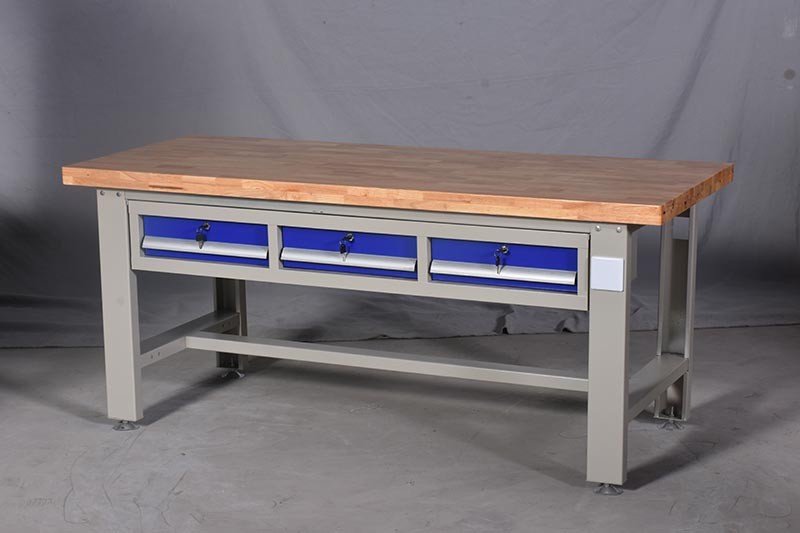 胤运实木重型工作台榉木钳工台桌车间装配台钳工工作台榉木实训操作台