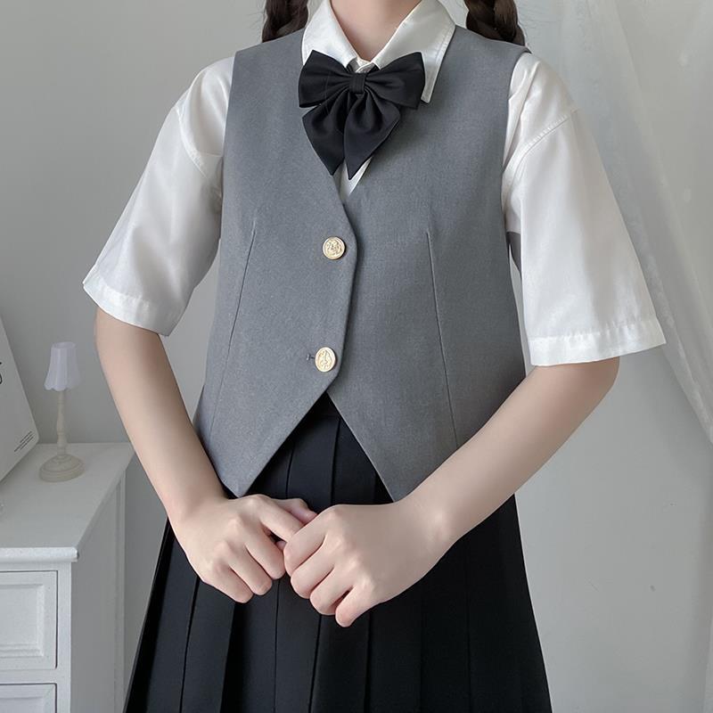 jk制服西装马夹背心女学生复古显瘦百搭背心马甲jkdk男女春秋款潮棕色