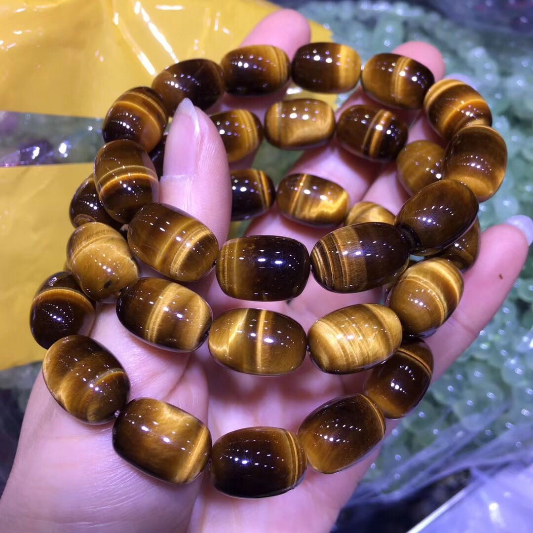 顶盈7a天然黄虎眼石手链虎睛石男女款单圈手串猫水晶生日礼物配证12