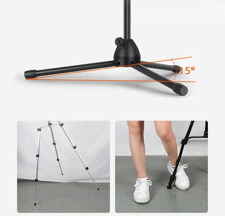 话筒支架落地式麦克风话筒悬臂落地式立式支架金属架子三脚架专业折叠