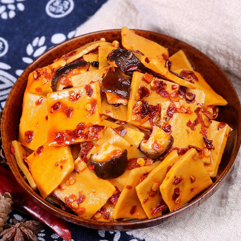 渝美滋香菇豆干500g重庆特产手磨麻辣香辣休闲零食麻辣香菇味500g