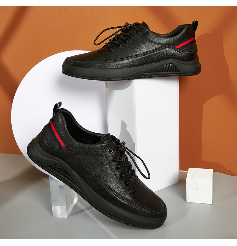 皮尔卡丹男鞋休闲小白鞋春季运动皮鞋弹力系带时尚套脚潮流板鞋白色39