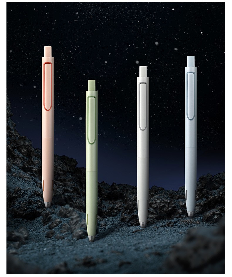 5子弹头双珠顺滑黑色签字水笔高颜值作业帮太空笔商务办 白色套装(1支