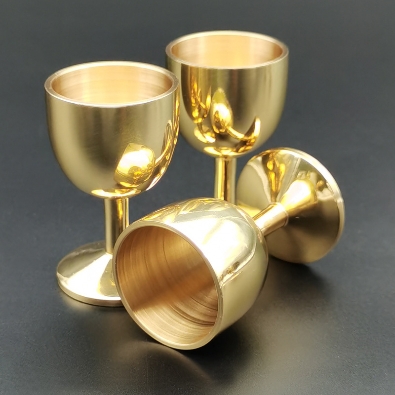 途贺纯铜白酒杯可饮用茅台酒杯10ml一口杯欧式高档真铜制高脚杯小号烈