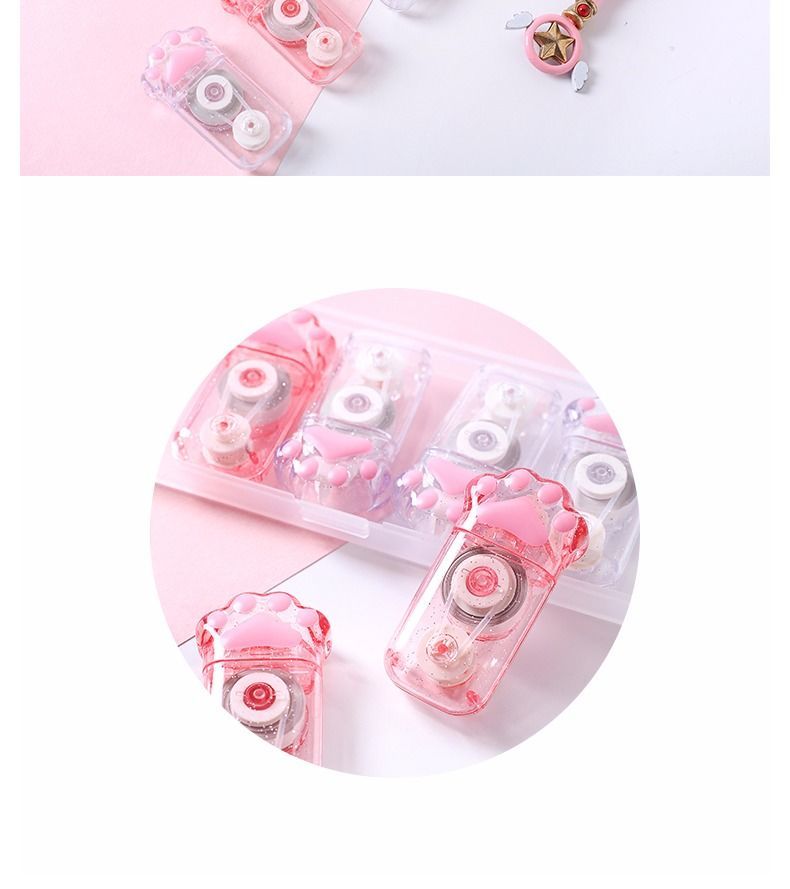 双面透明胶带涂改带式固体胶带h 迷你猫爪(透明黑1个)修正带【图片