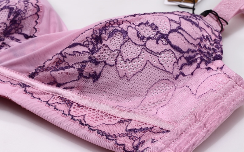 若曼莎8903款无钢圈内衣f杯大码文胸健康透气速干孕妇哺乳 黑色 粉色