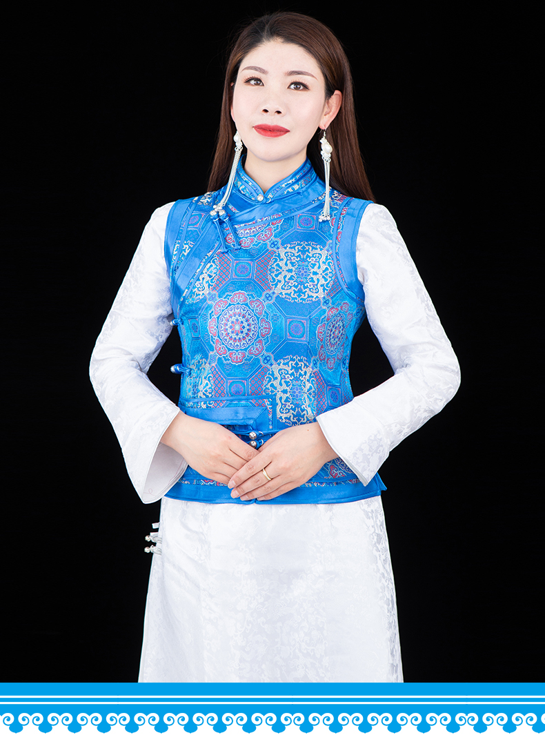 蒙古服装女马甲民族特色双层黑色里衬蒙古族款时尚女士少数民族 红色