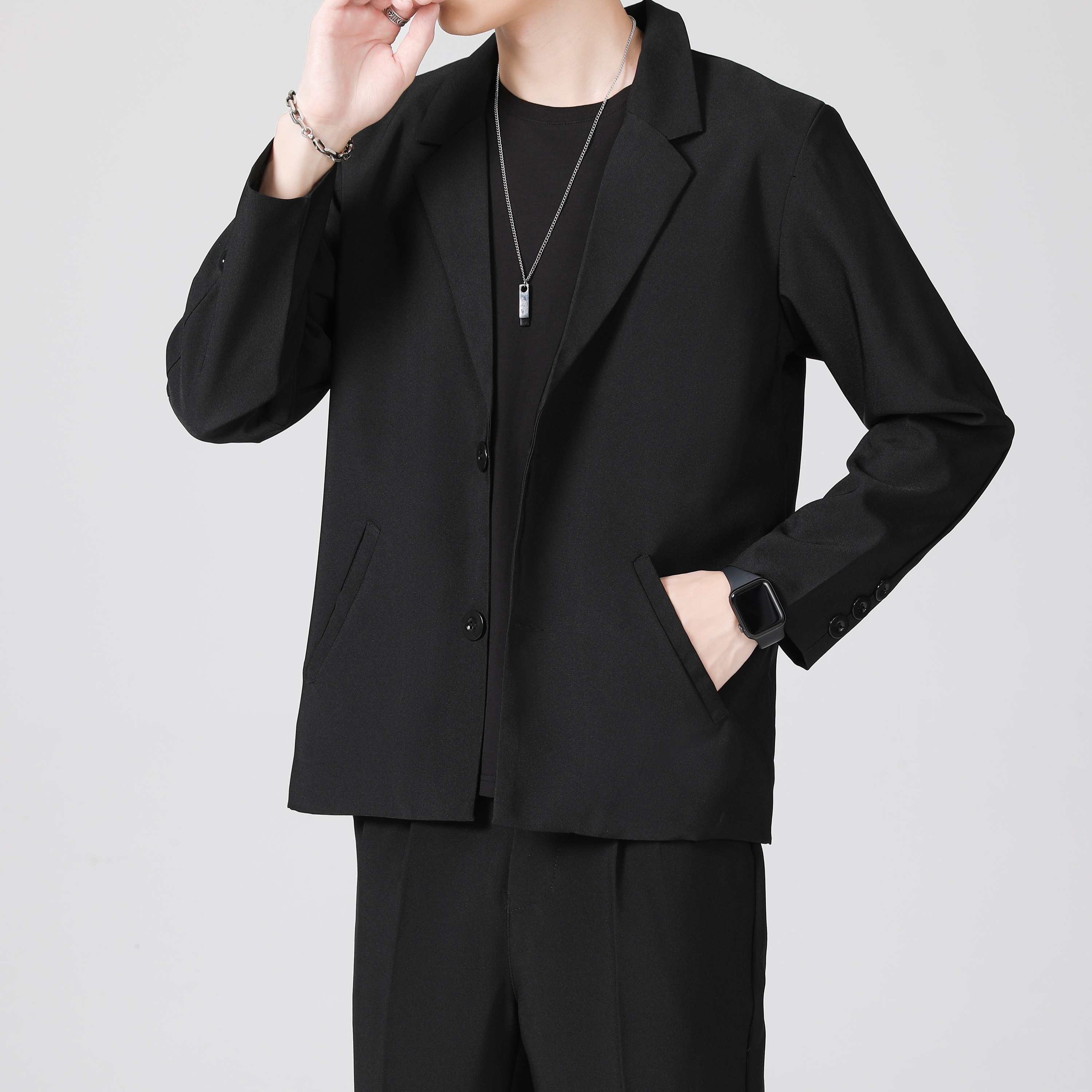 轨店春夏英伦痞帅港风小西装男宽松休闲单西外套新款时尚潮流百搭西服