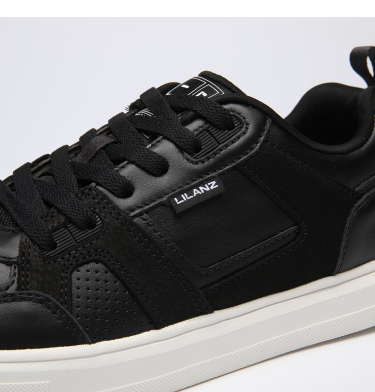 利郎轻时尚lilanz新款板鞋黑色休闲鞋男轻便潮流鞋子q0qxl304黑色245
