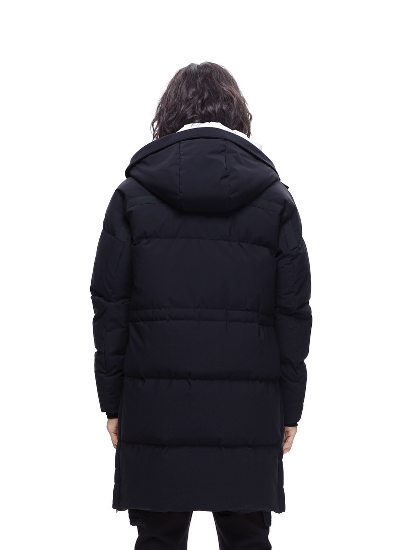 男装黑色连帽长款羽绒服秋冬新款简约保暖大衣h 煤黑色01 48/170/m