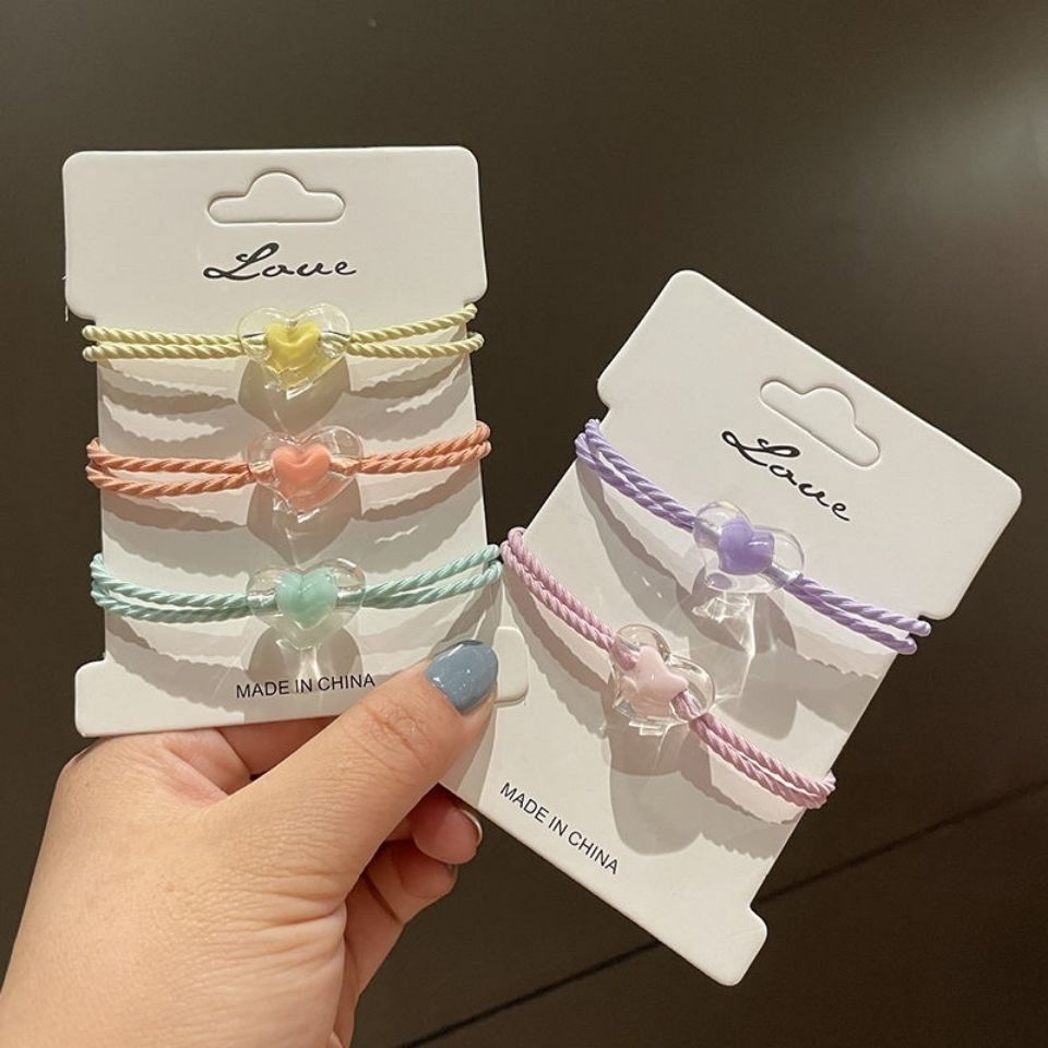 喜莱缘韩版头绳女学生简约透明爱心小皮筋发圈高弹力网红扎头发马尾