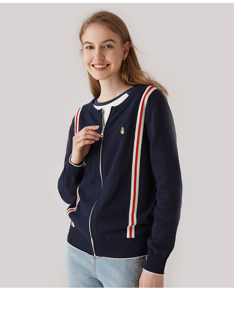 hush puppies暇步士女装2021秋新羊毛混纺圆领针织开衫hw-21504d 135