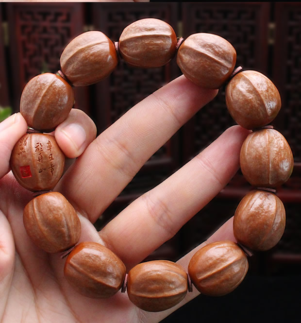 橄榄核素核手串男纯手工打磨老树铁核原皮原籽光珠苏工核雕橄榄胡手链
