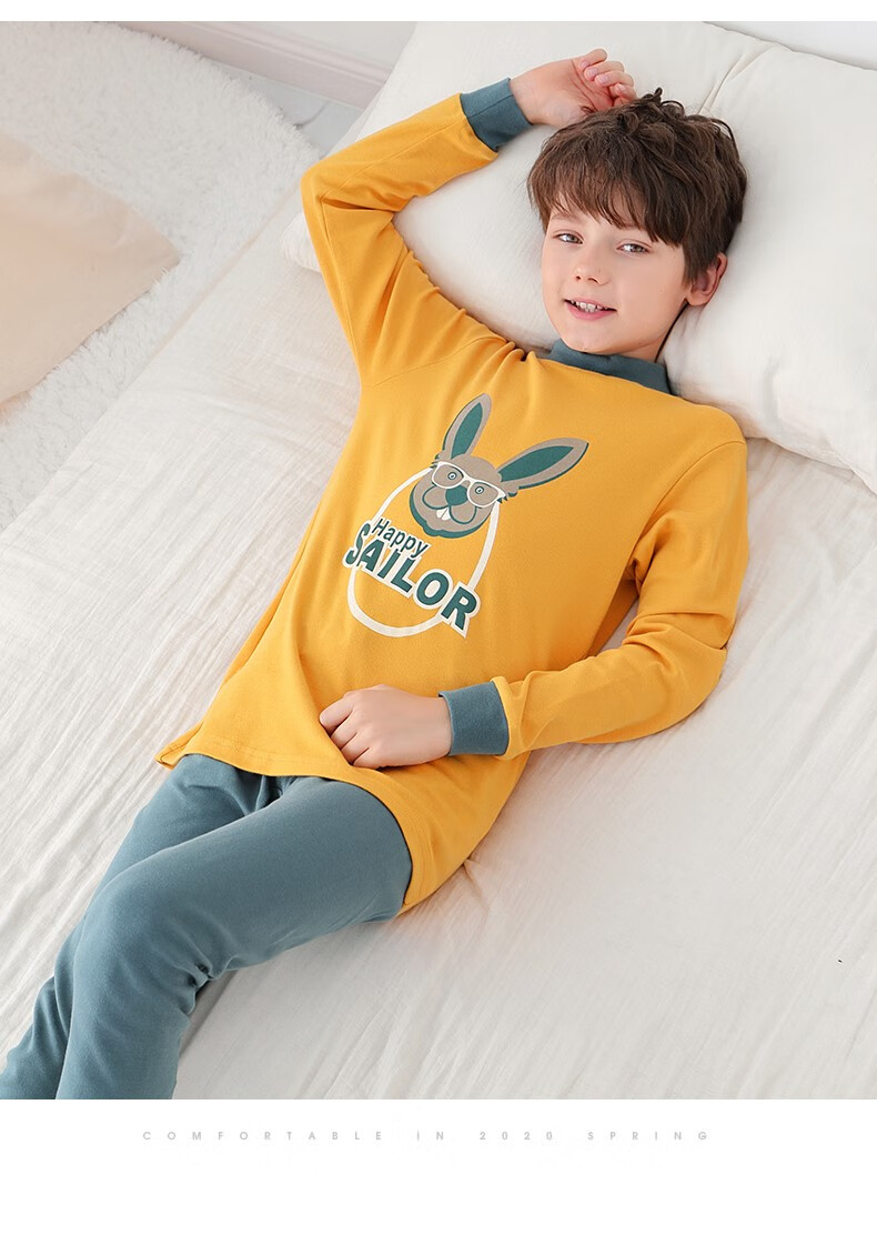 雅鹿儿童发热保暖内衣儿童秋衣秋裤秋衣秋裤男童秋衣秋裤套装全棉毛衫