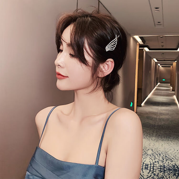 ins水钻翅膀发夹碎发夹子边夹女刘海韩国超仙森系发卡一字夹头饰右