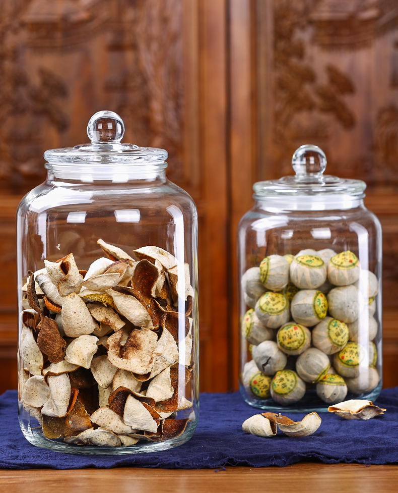 装陈皮的罐子透明密封玻璃瓶食品级装茶叶干货中药储物罐子专用一斤