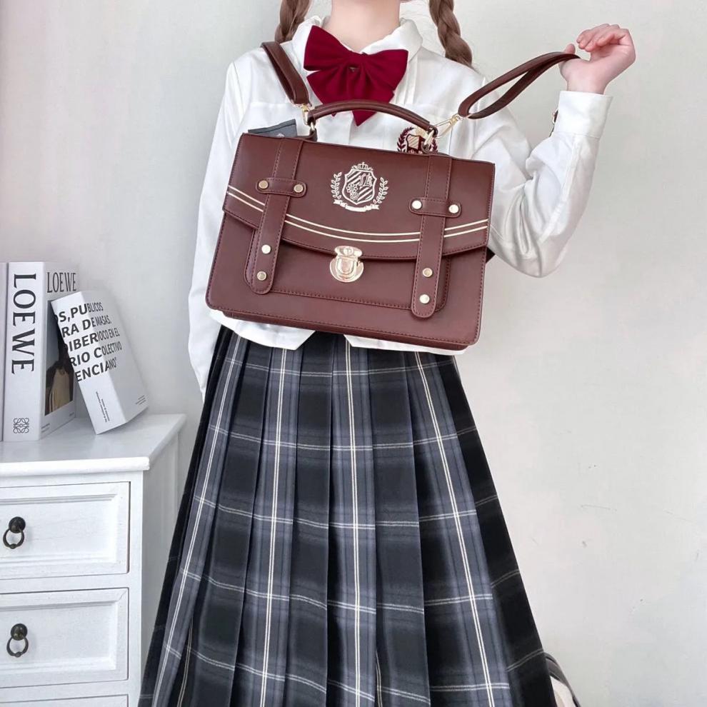 贝蓝诗艾jk制服包女2021新款日系英川高校邮差剑桥包通勤手提双肩包