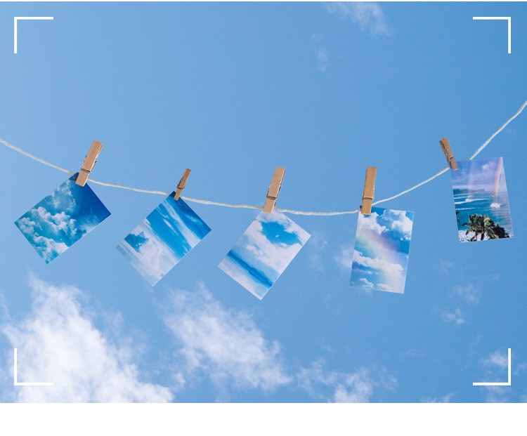 语闲豆豆贴纸本天空之岛ins摄影天空云朵晚霞手帐装饰贴画50张日暮