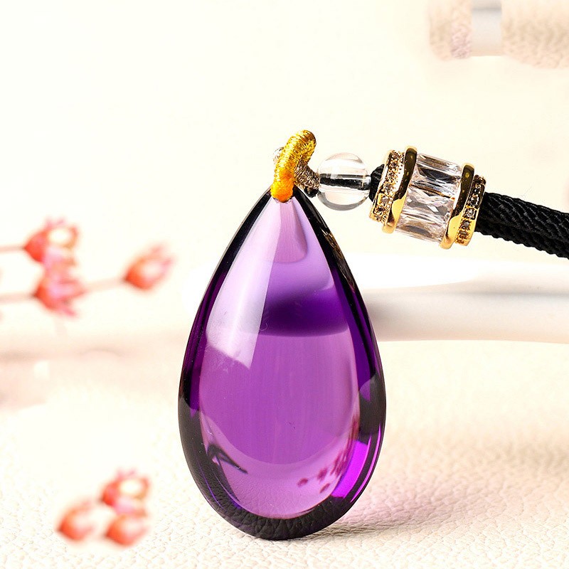 珒福源紫水晶吊坠女时尚简约水滴吊坠项链情人节礼物祈福好运紫水晶