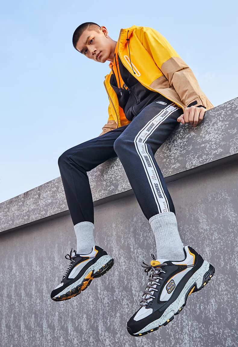 斯凯奇skechers男子休闲鞋威神v同款复古运动鞋老爹鞋51286 黑色/灰色