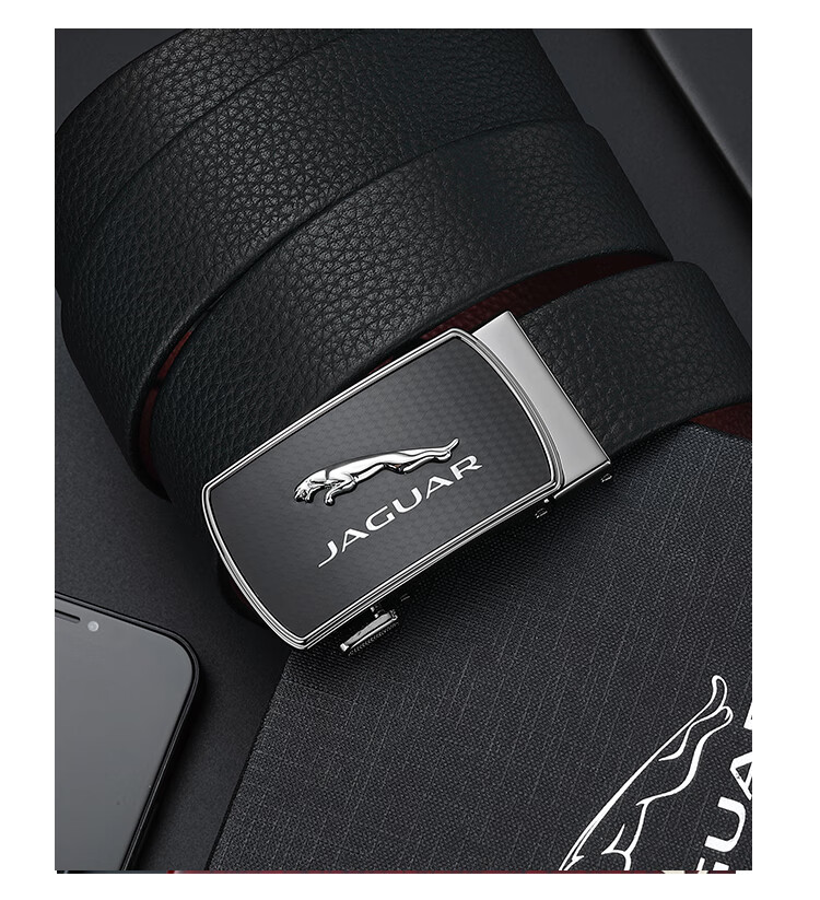 捷豹jaguar男士皮带本命年红腰带头层牛皮奢侈品裤腰带真皮送男朋友送