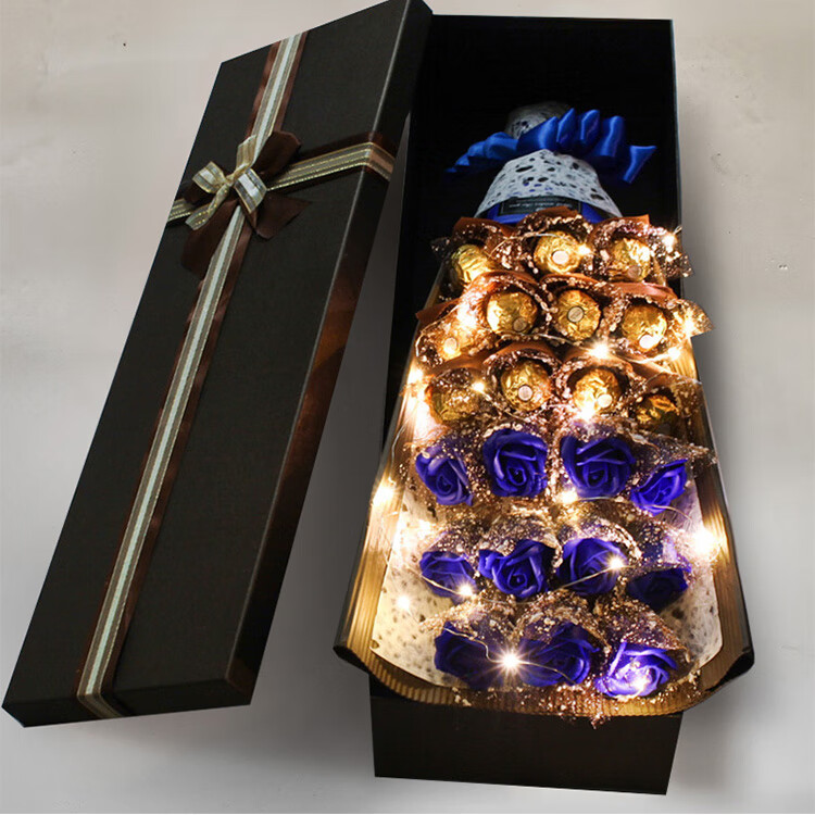 费列罗巧克力花束礼盒装玫瑰花送男女朋友生日表白创意礼物 13红玫瑰