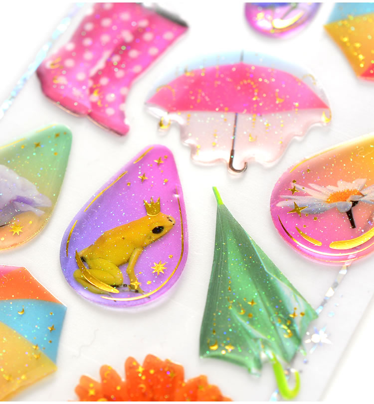 儿童闪亮立体水晶烫金贴纸宝宝日记礼品手账装饰粘贴画可爱滴胶贴银色