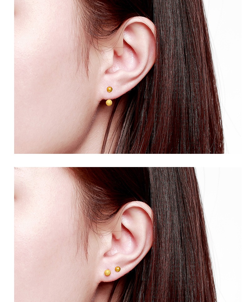 老凤祥云同款七夕情人节生日礼物耳钉小豆豆u形螺丝999耳环女u型小金