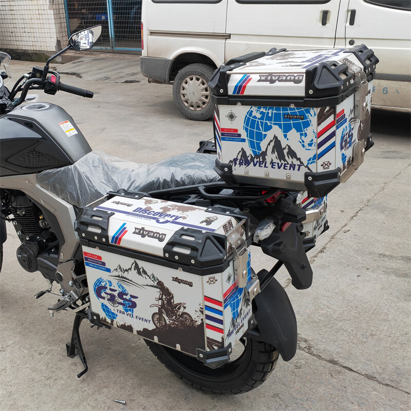 豪爵dl150三箱铝合金三箱hj150-17a改装边箱旅行箱尾箱支架 银色三箱