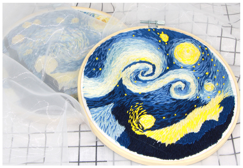 东方美绣平安福刺绣手工diy材料包自绣梵高星空初学者绣花苏绣绣品戳