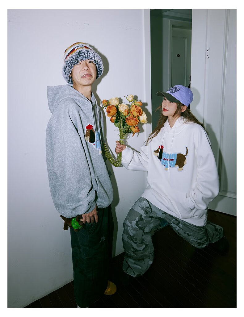 LEMANISM Sweatshirt for Men, Sausage Dog 2025 Spring And Autumn Long-Sleeve T-Shirt, Hooded Pullover, Loose-Fitting Couple's Jacket for Wome 6