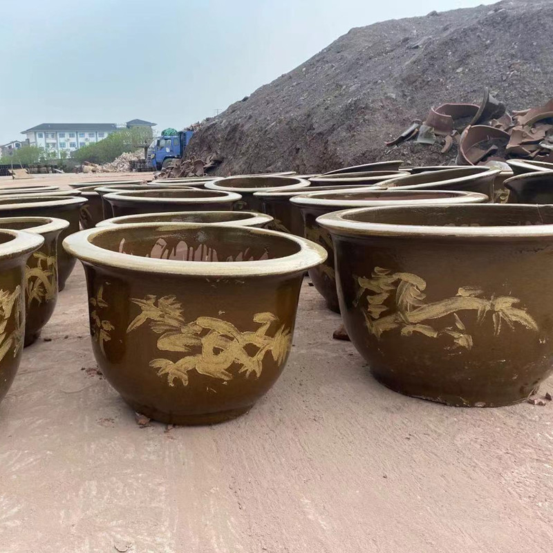 德骊嘉龙缸花盆粗陶均釉缸大型铁树茶树落地盆陶瓷花卉绿植盆栽种树