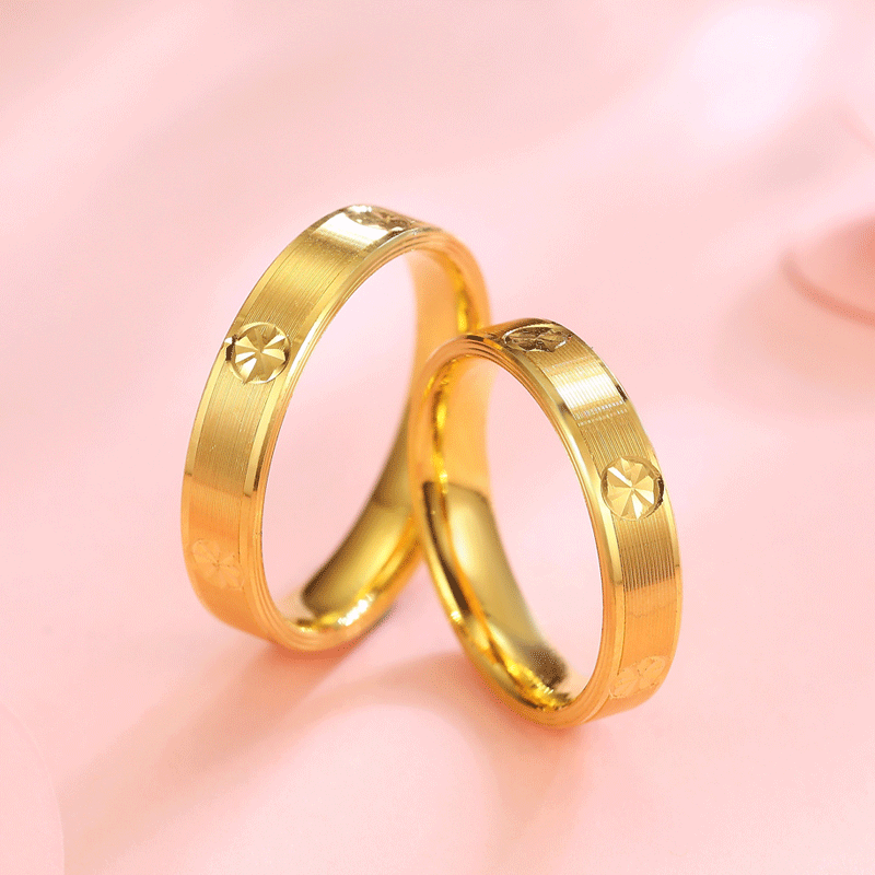 佐卡伊三生三世黄金戒指情侣款男女对戒足金素圈结婚珠宝首饰男戒约22
