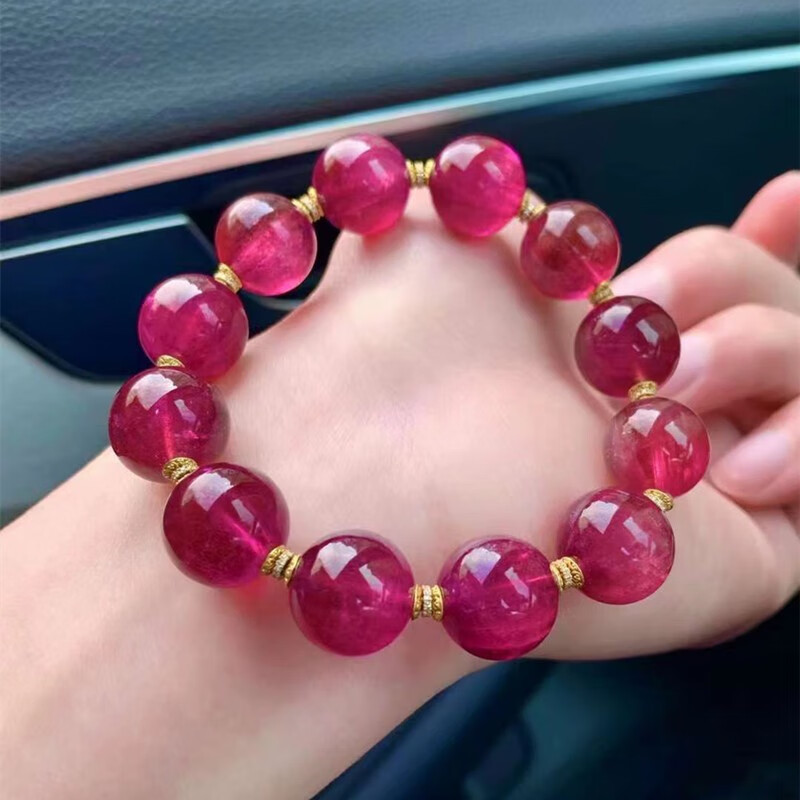 寻然珠宝彩色宝石卢比来红碧玺手链手串慈禧年间备受青睐荣得风水大师