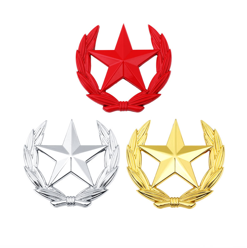 雷静中国五角星麦穗侧标侧窗中柱c柱金属装饰贴个性改装车贴车标