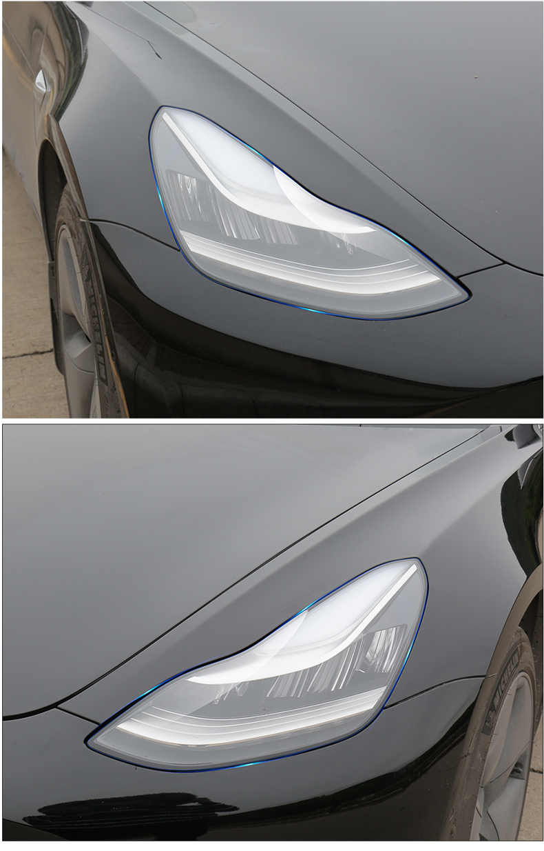 适用于tesla特斯拉model3xsy熏黑大灯保护膜改装 tpu车灯改色配件