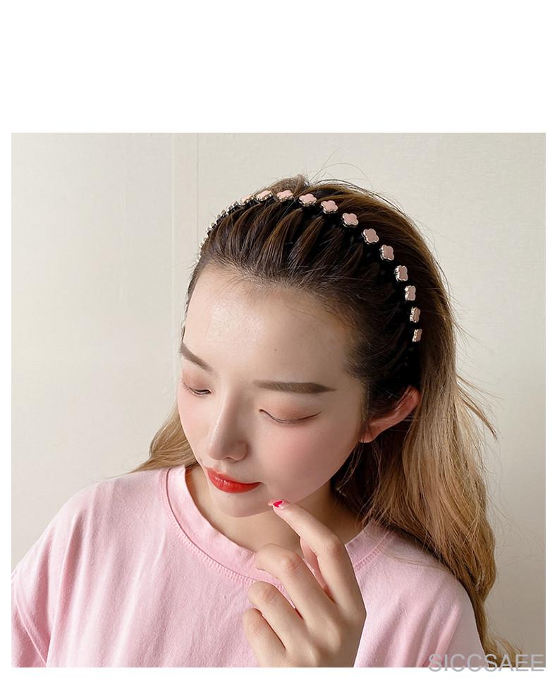 siccsaee网红发箍女夹简约水钻梅花波浪发卡成年洗脸压发防滑带齿发夹