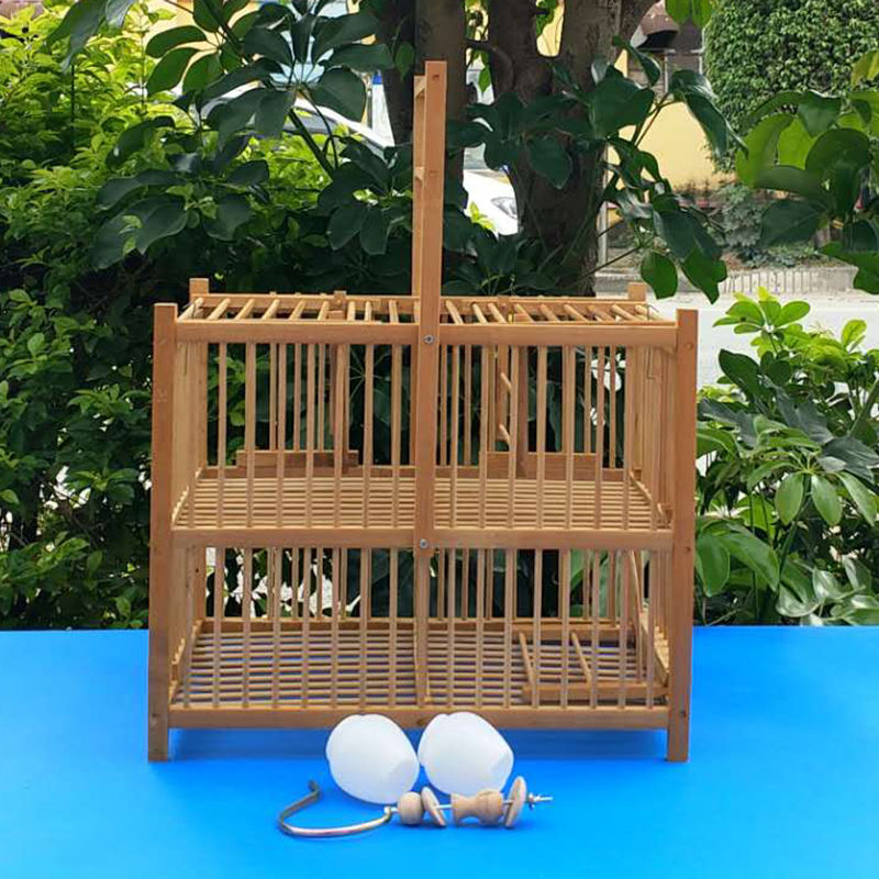 新款自动拍笼打笼踏笼机关笼翻滚笼方形竹制毛竹鸟笼竹子自锁鸟笼加