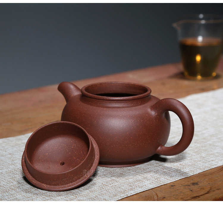 荆茗沁心宜兴紫砂壶纯手工泡茶壶原矿红金砂大容量范顺培350cc球孔
